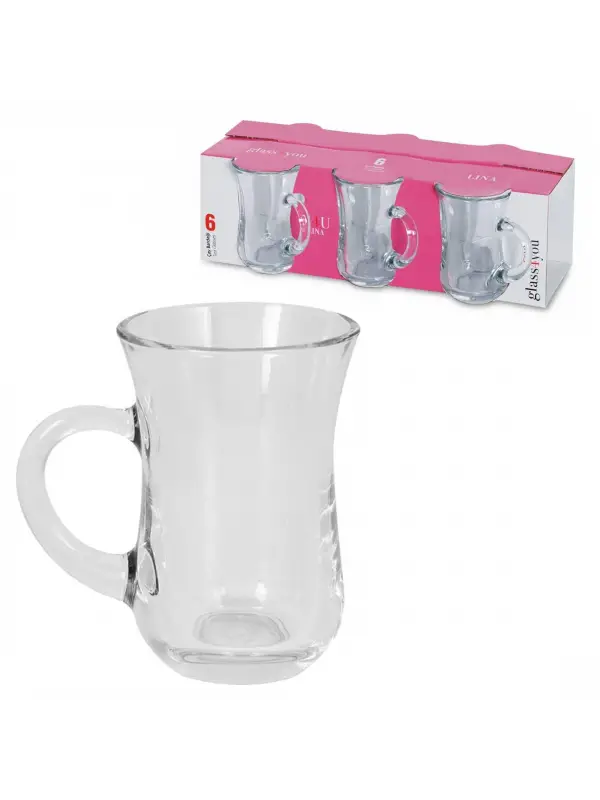 55783 Glassyou Lina 6 Lı Kulplu Çay Bardak