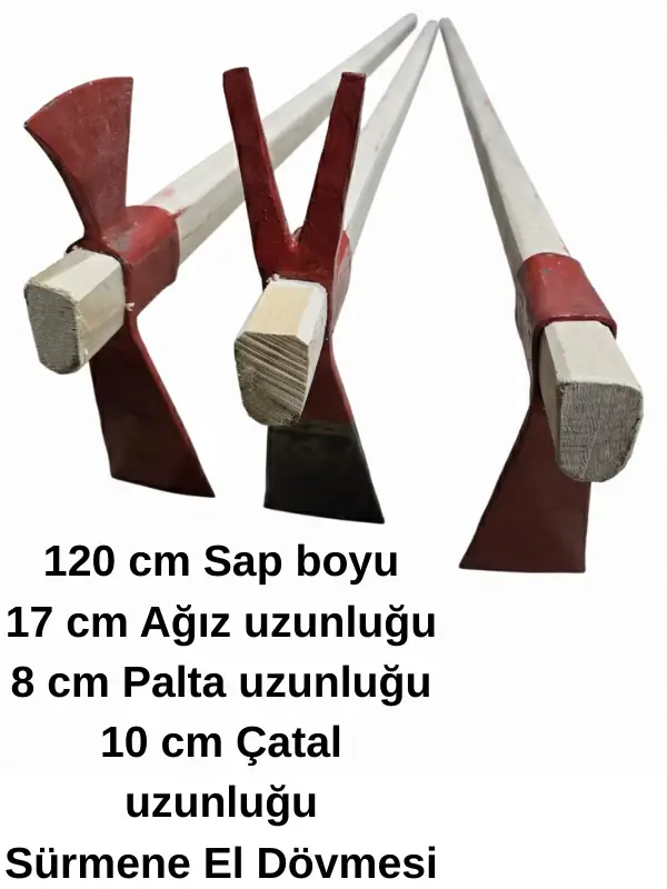 Kazma Seti Büyük Dövme Çelik Bahçe Kazması 120 cm Saplı - 3 Çeşit