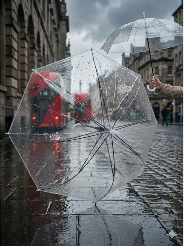 Şemsiye Şeffaf 8 Telli Fiber Kırılmaz Rüzgar Ters Döndürür Tekrar Düzelt Kullan 95 cm