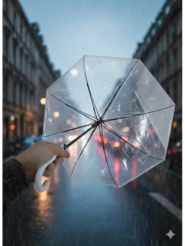 Şemsiye Şeffaf 8 Telli Fiber Kırılmaz Rüzgar Ters Döndürür Tekrar Düzelt Kullan 95 cm