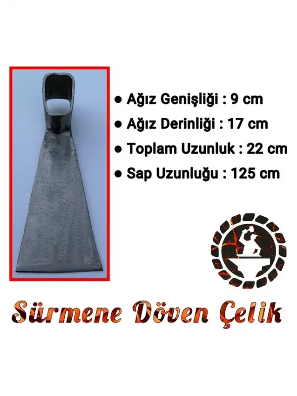 Sürmene Dövme 5160 Çelik Bahçe Çapası Saplı Büyük Boy Kazma – Profesyonel Dayanıklı Çapa