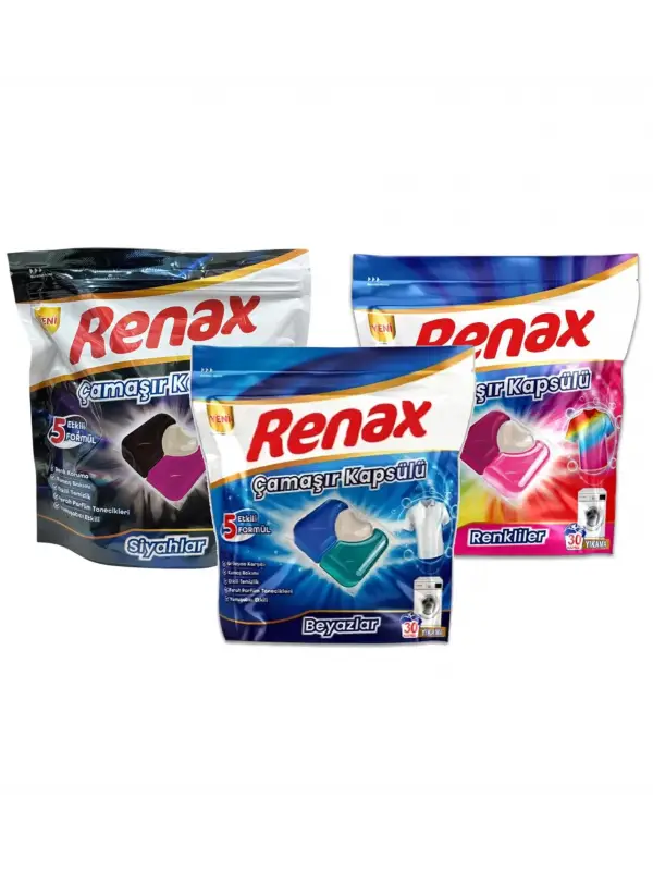 Renax Ekonomik Temizlik Paketi 6’lı Set Bulaşık Tablet + Çamaşır Kapsülü + Tuz + Parlatıcı