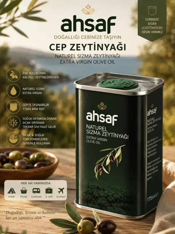 Cep Zeytinyağı 175 ml Doğal Sızma Zeytinyağı Extra Virgin Olive Oil Taşınabilir Mini Boy