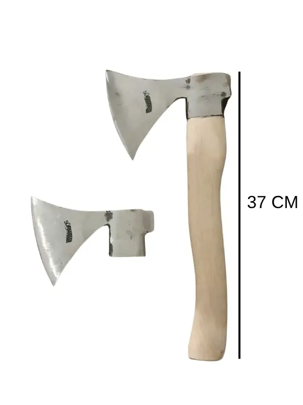 Kamp Baltası İkili Set – 37cm Survival ve 52cm Odun Yarma Baltası – Dövme Çelik Outdoor Seti