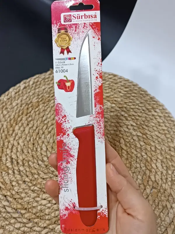 Sürmene 61004 Mutfak Bıçağı (9,50 Cm) Kırmızı