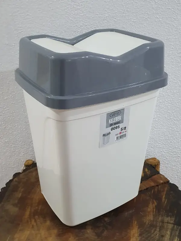 Violet Kelebek Çöp Kovası 5 Litre Beyaz