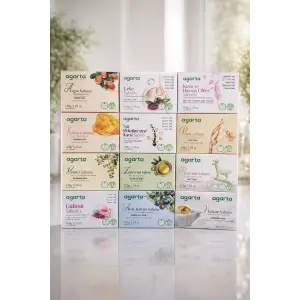 Agarta 12’li Doğal Sabun Seti 150 gr x 12 Çeşit – Argan, Keçi Sütü, Zeytinyağı, Bıttım, Kükürt, Saç Dökülmesi, Pirinç, Leke, Yağlı & Hassas Cilt Sabunları