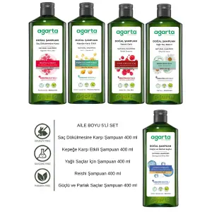 Agarta Aile Boyu Şampuan Seti 5’li 400 ml Keratin Vegan Doğal