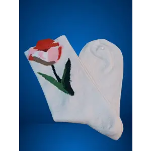 Lale Desenli Kadın Çorabı