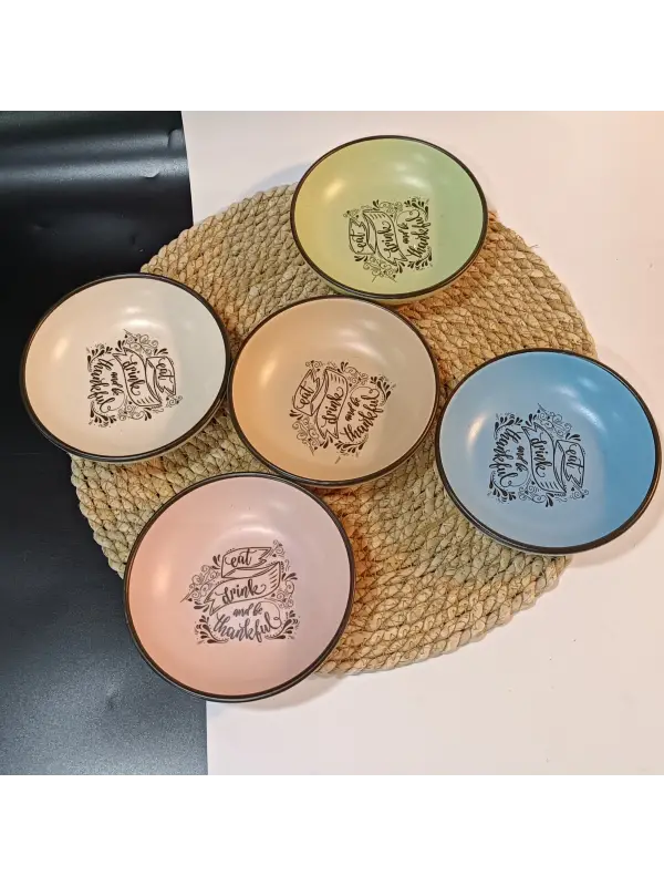 Keramika Rainbow Motto Halka Sosluk / Çerezlik 13 Cm 6 Adet