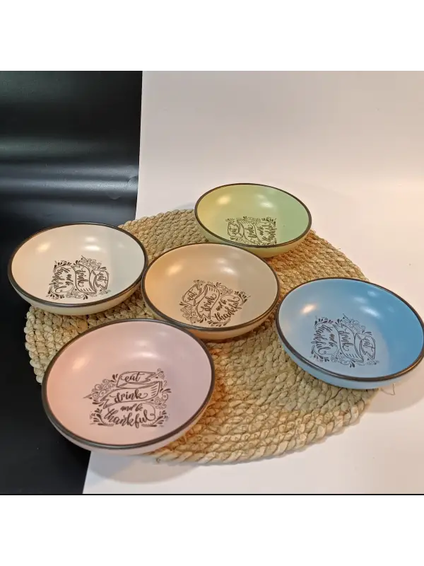 Keramika Rainbow Motto Halka Sosluk / Çerezlik 13 Cm 6 Adet