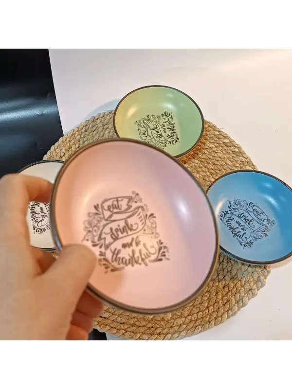 Keramika Rainbow Motto Halka Sosluk / Çerezlik 13 Cm 6 Adet