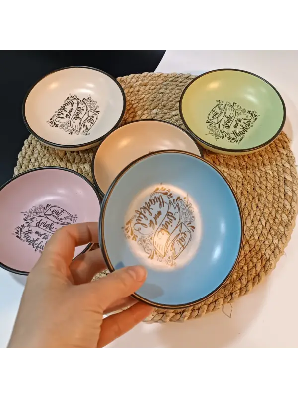 Keramika Rainbow Motto Halka Sosluk / Çerezlik 13 Cm 6 Adet