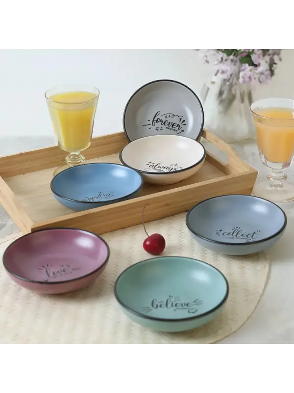 Keramika Rainbow Motto Halka Sosluk / Çerezlik 13 Cm 6 Adet