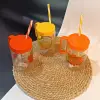 Herevin 660 cc Kulplu Desenli İnfuserli Pipetli Cam Bardak