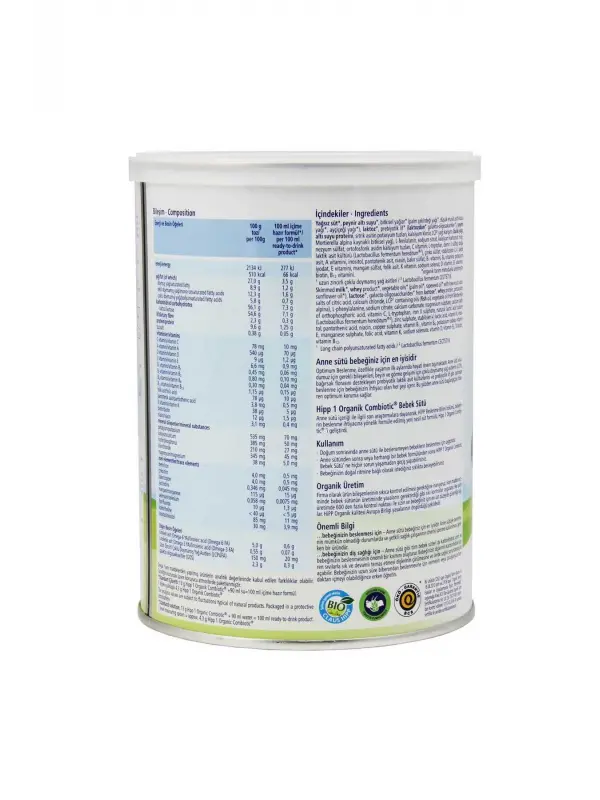 Hipp 1 Organik Combiotic Bebek Sütü 350 gr 12 Adet