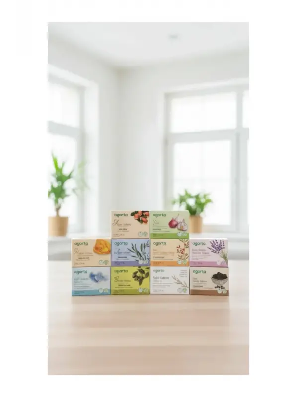 Agarta 12’li Doğal Sabun Seti 150 gr x 12 Çeşit – Argan, Keçi Sütü, Zeytinyağı, Bıttım