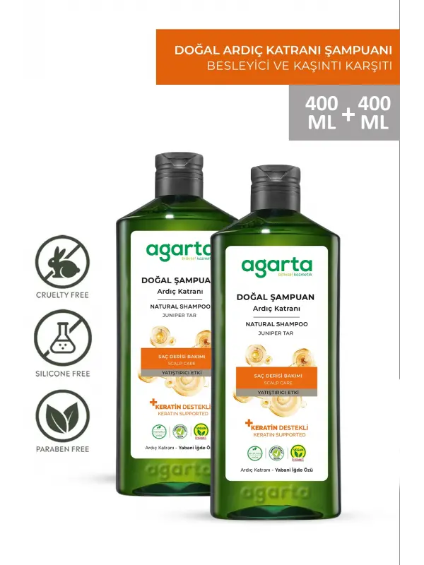 Agarta 2 Adet Doğal Ardıç Katranı Ve Keratin Saç Egzaması Şampuan 400 ml