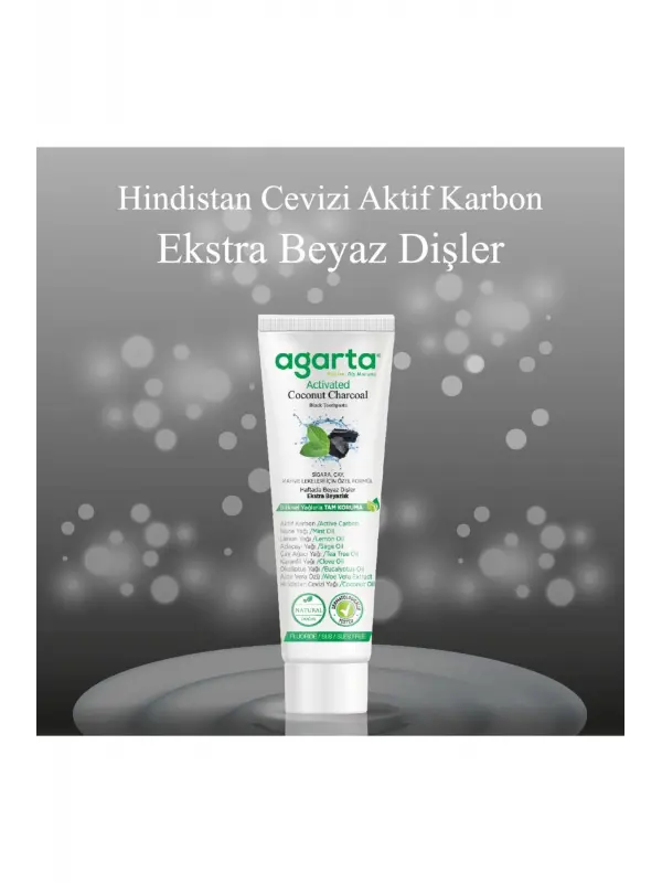 Agarta 2 Adet Doğal Florürsüz Hindistan Cevizi Özlü Aktif Karbonlu Diş Macunu 100 ml