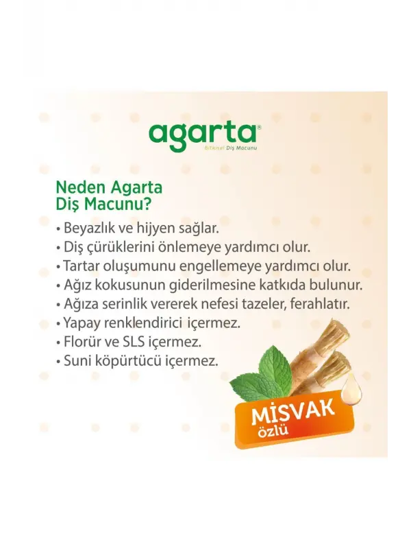 Agarta 2 Adet Doğal Florürsüz Misvak Özlü Diş Macunu 100 ml
