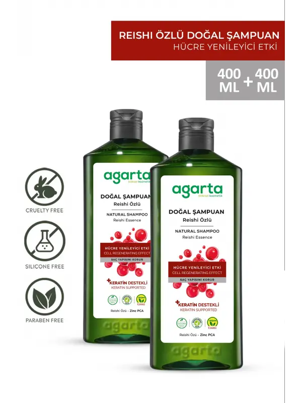 Agarta 2 Adet  Doğal Reishi Mantar Özlü Şampuan 400 ml