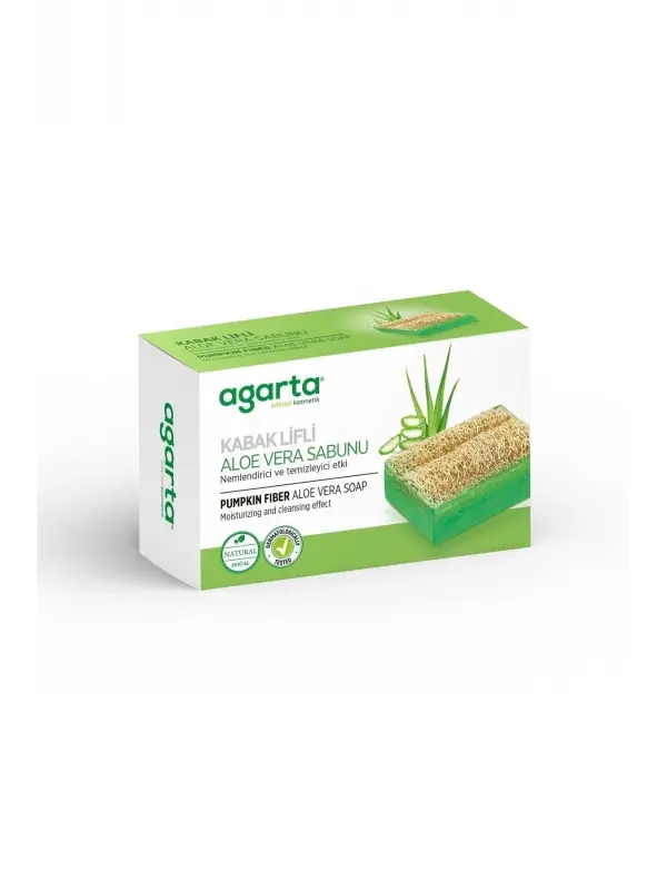 Agarta 2 Li Set Doğal Kabak Lifli El Yapımı Aloe Vera Sabunu 125 gr