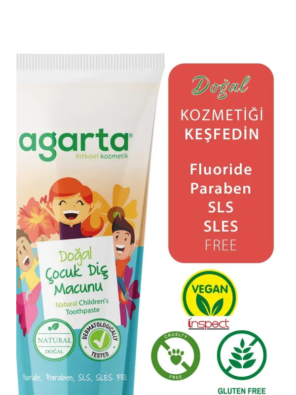 Agarta 3 Adet Doğal Florürsüz Çocuk Diş Macunu Çilekli 75 ml