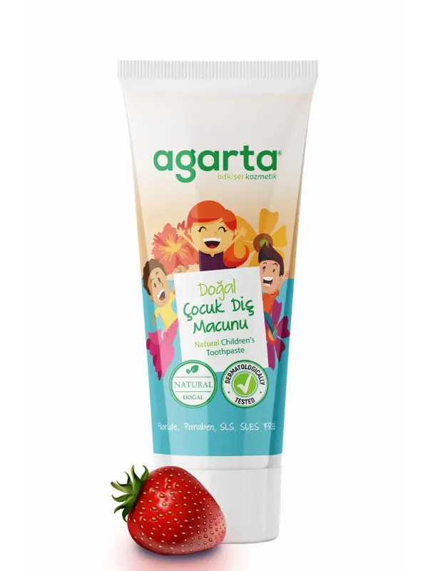 Agarta 3 Adet Doğal Florürsüz Çocuk Diş Macunu Çilekli 75 ml