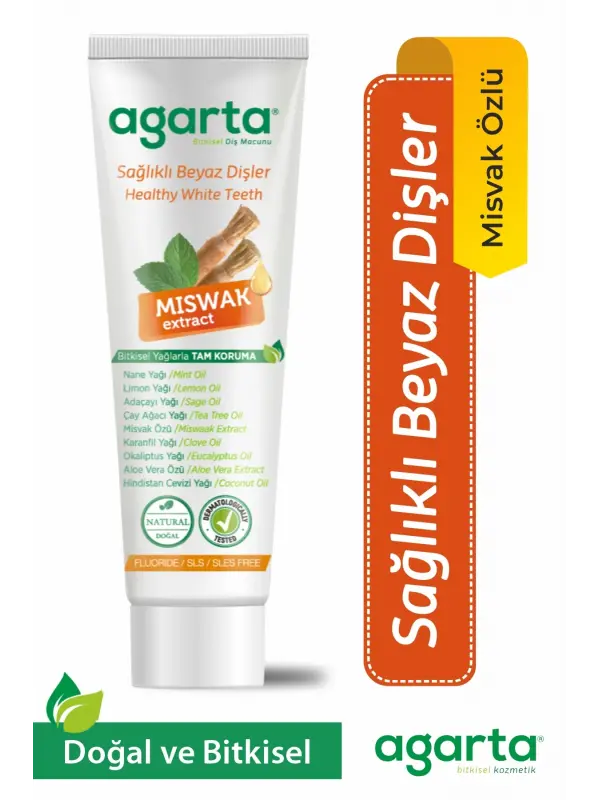 Agarta 3Lü Set Doğal Florürsüz Misvak Aktif Nane Diş Macunu