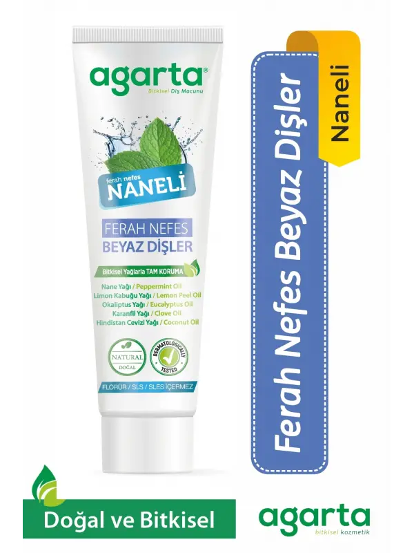 Agarta 3Lü Set Doğal Florürsüz Misvak Aktif Nane Diş Macunu