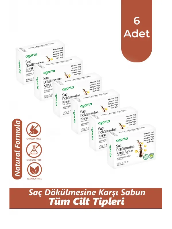 Agarta 6 Adet Saç Dökülmesi Sabunu Doğal 150 gr