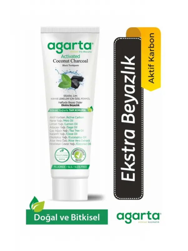 Agarta 6lı Aile Paketi Diş Macunu Seti + Doğal Gül Suyu Hediye (Aktif Karbon, Misvak,