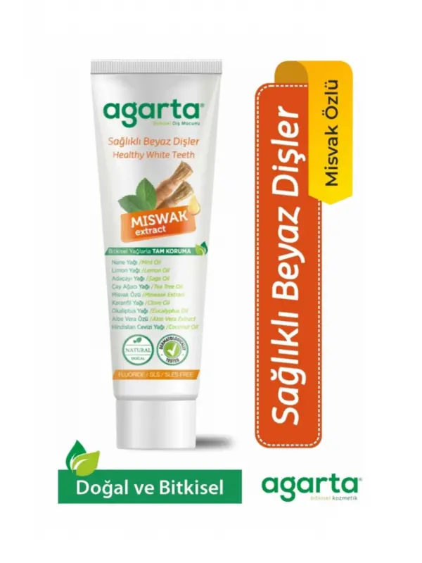 Agarta 6lı Aile Paketi Diş Macunu Seti + Doğal Gül Suyu Hediye (Aktif Karbon, Misvak,