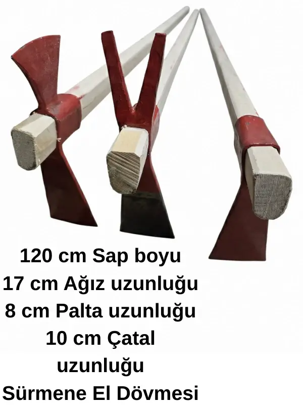 Kazma Seti Büyük Dövme Çelik Bahçe Kazması 120 cm Saplı - 3 Çeşit
