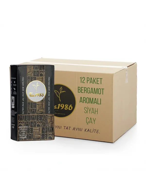 Tea1986 Bergamot Aromalı Çay 500Gr 12li Paket x 2 - 24 paket