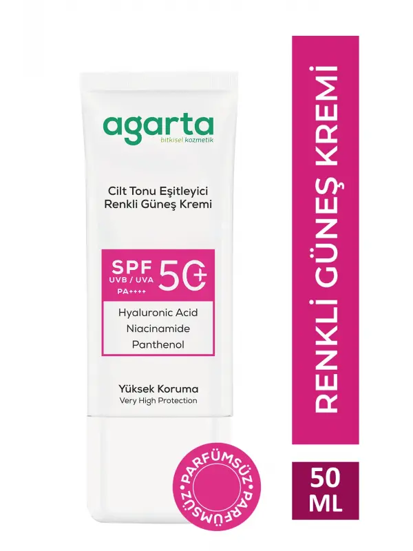 Agarta Cilt Tonu Eşitleyici Renkli Kapatıcı Etkili 50 Ml Spf+50 Güneş Kremi