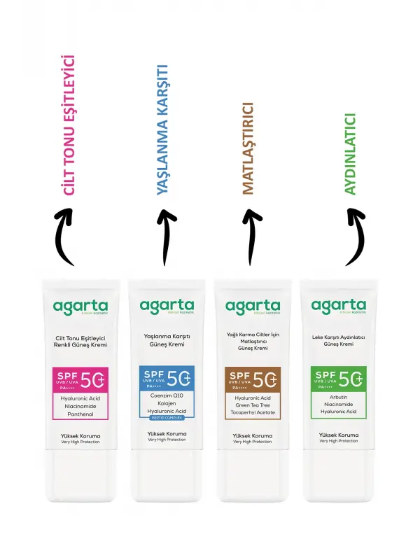 Agarta Cilt Tonu Eşitleyici Renkli Kapatıcı Etkili 50 Ml Spf+50 Güneş Kremi