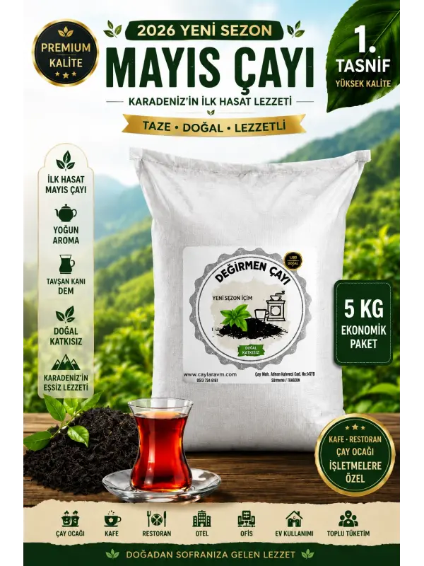 Çuval Çay 2026 Üretimi Mayıs Çayı 5 Kg Dökme Siyah Çay | Taze Karadeniz Çayı Çuval Çay İşletmelere Özel
