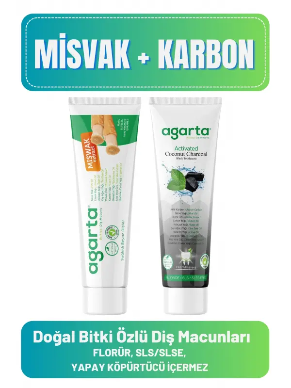 Agarta Doğal Diş Macunları(Misvak 100 ml + Karbon 100 ml)