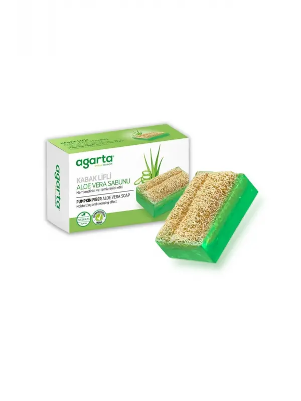 Agarta Doğal Kabak Lifli El Yapımı Aloe Vera Sabunu Arındırıcı Etkili 125 gr