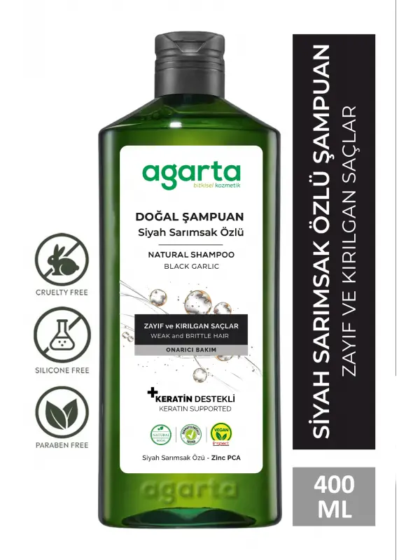 Agarta Doğal Saç Dökülmesine Karşı  Siyah Sarımsaklı Şampuan 400 ml