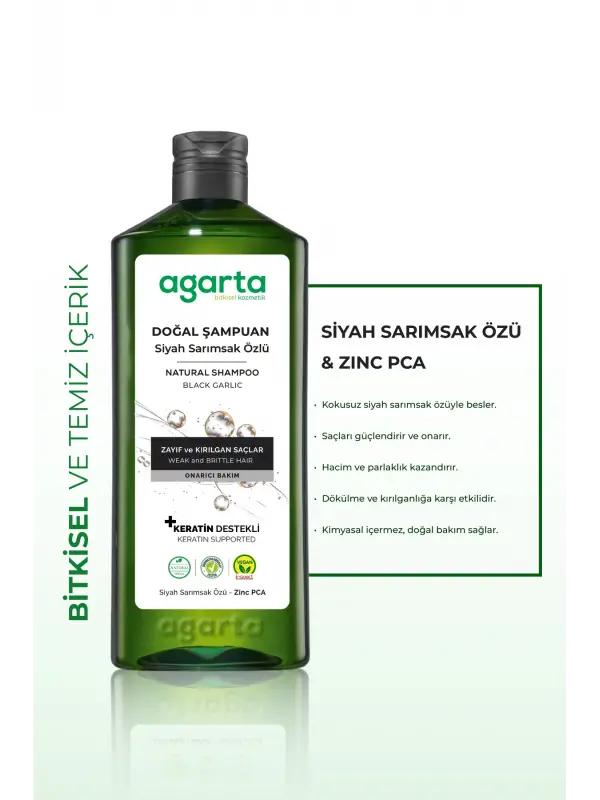 Agarta Doğal Saç Dökülmesine Karşı  Siyah Sarımsaklı Şampuan 400 ml