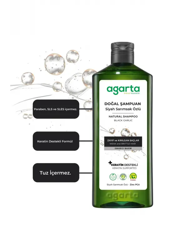 Agarta Doğal Saç Dökülmesine Karşı  Siyah Sarımsaklı Şampuan 400 ml