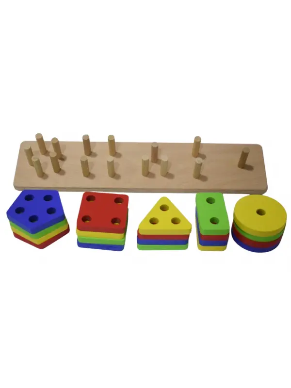 Eğitici Ahşap Şekilli Montessori Geçmeli Bul tak (4LÜ SET) Oyun Kokusuz, Sağlıklı, Boyası Çıkmaz