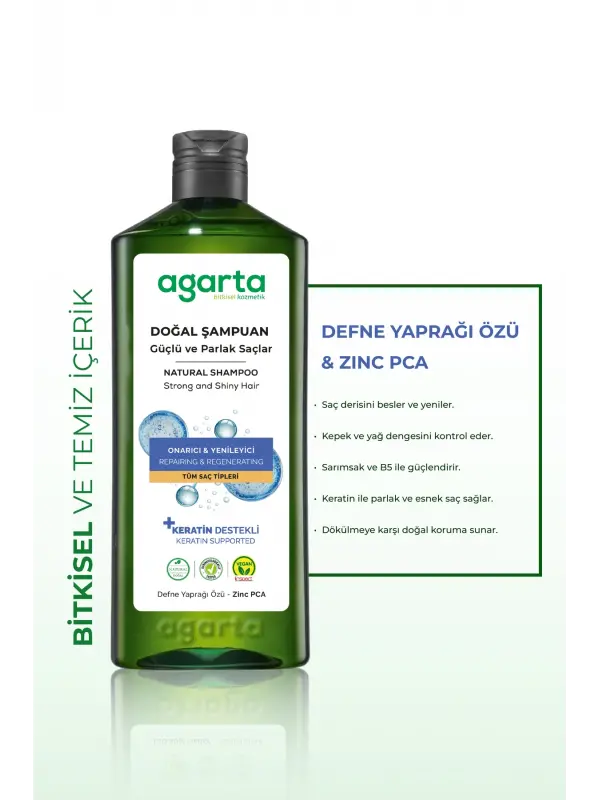 Agarta Güçlü Ve Parlak Saçlar İçin Bitkisel Tuzsuz Şampuan 400 ml.