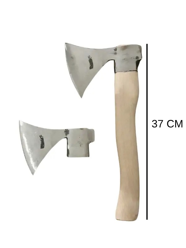 Kamp Baltası İkili Set – 37cm Survival ve 52cm Odun Yarma Baltası – Dövme Çelik Outdoor Seti