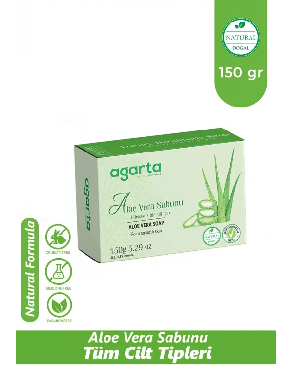 Agarta Onarıcı Etkili %50 Aloe Vera Özlü Doğal Katı Sabun 150 gr