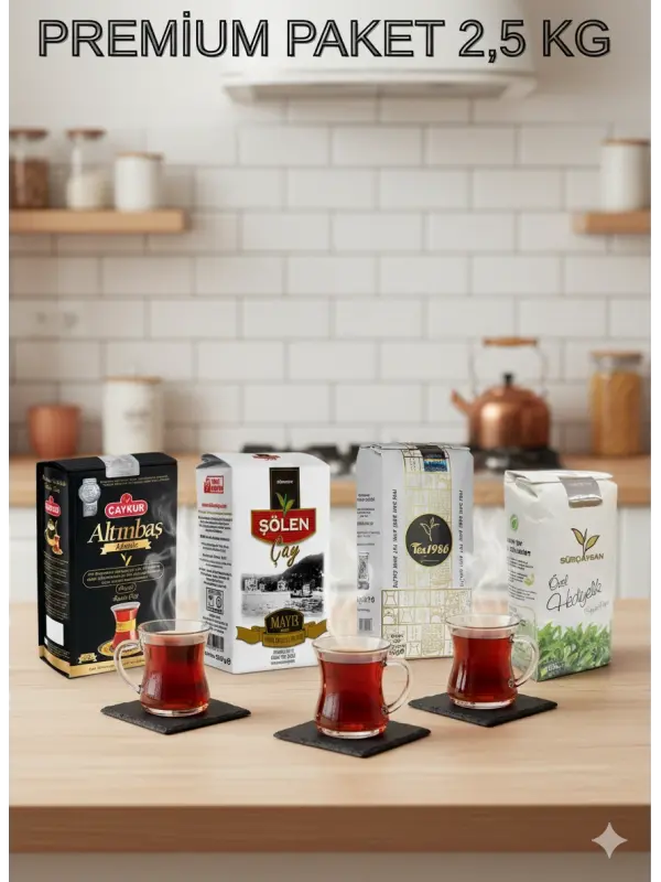 Premium Çay Gurme Seti 2.5 kg  Altınbaş, Şölen, Tea1986, Sürçaysan ve Değirmen Çayı