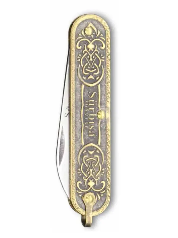 Sürbisa Pirinç İşlemeli Çakı Bıçağı (Tek Bıçaklı) 61803 5.5 cm