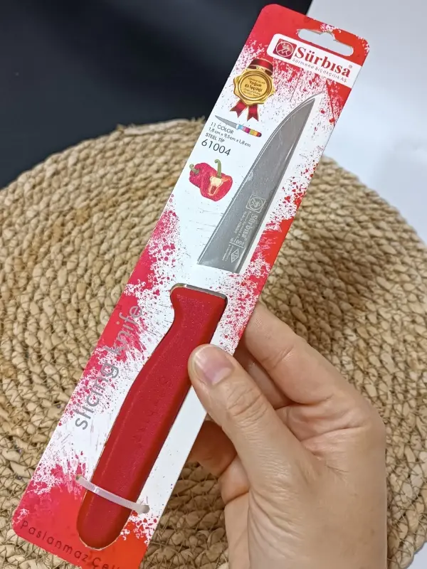 Sürmene 61004 Mutfak Bıçağı (9,50 Cm) Kırmızı